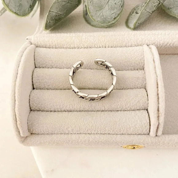 925 Sterling Silver Chunky Chain Link Ring Minimalist Curb Chain Ring - Picture 5 of 7